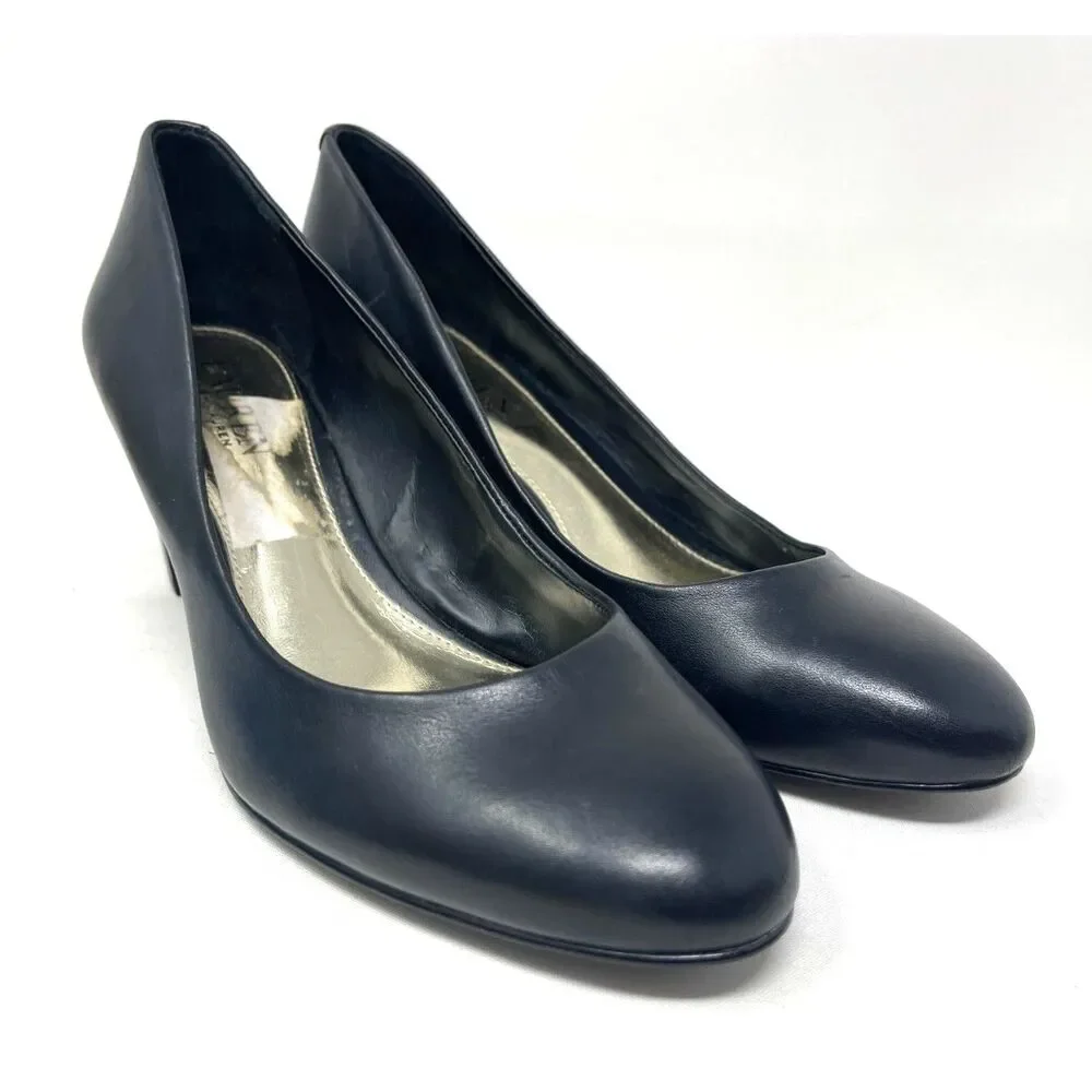 Ralph Lauren Black Leather 3” Pumps Block Heels Women’s Size 8M *Excellent - Picture 3 of 9